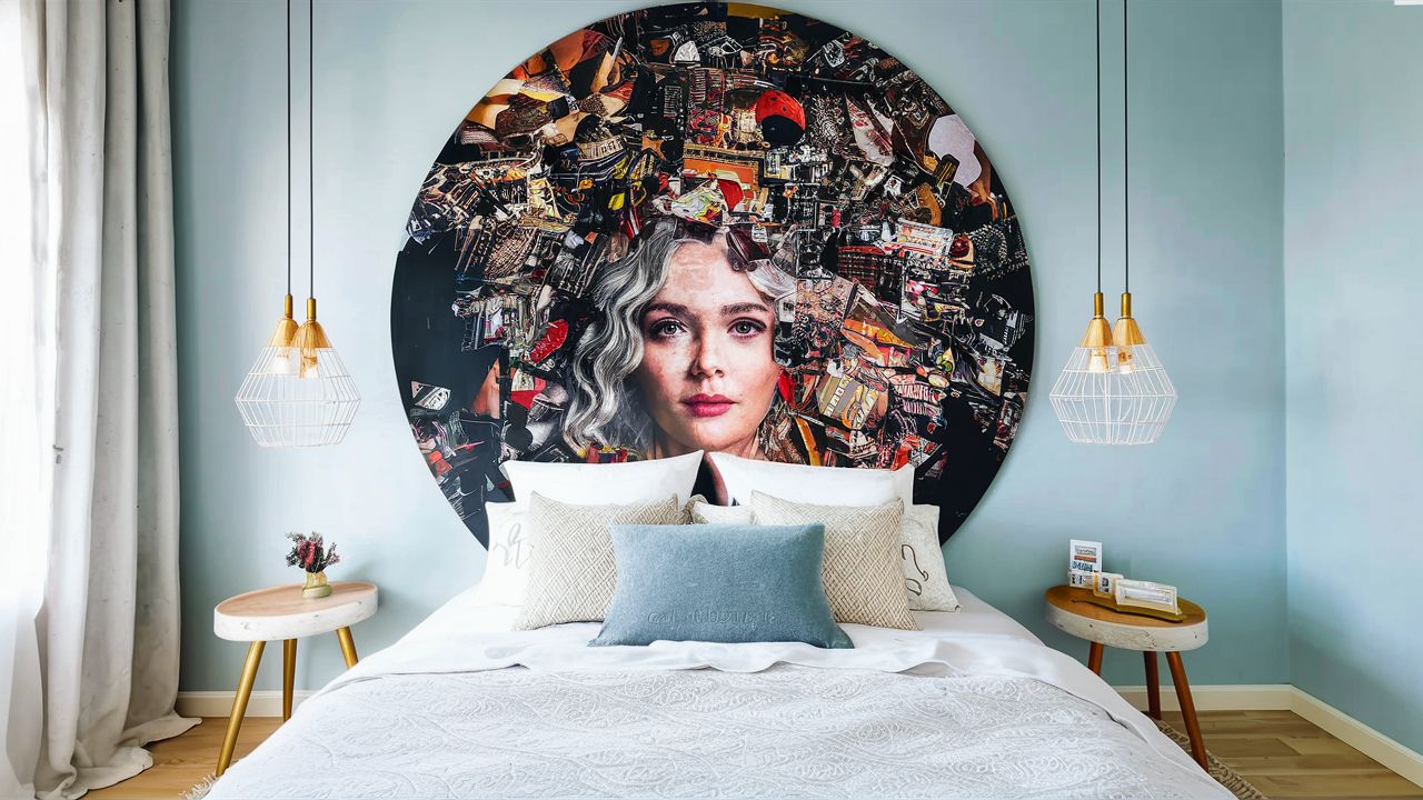 Tête de lit fantaisiste pour un lit graphique