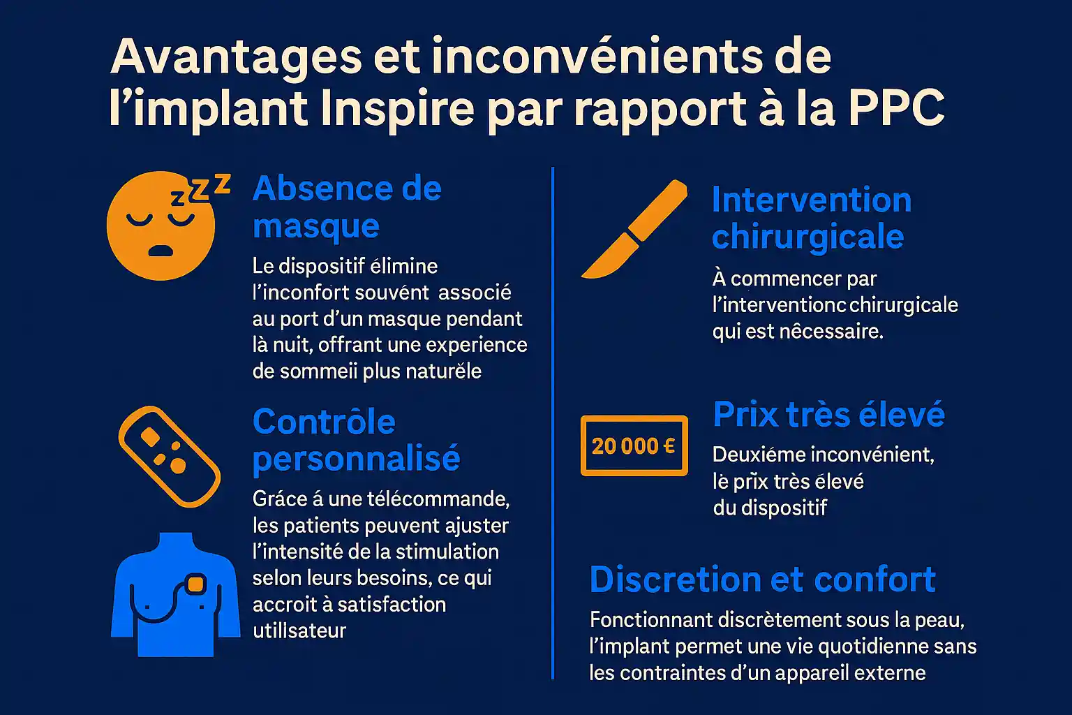 Avantages et inconvénients de l'implant Inspire par rapport à la PPC