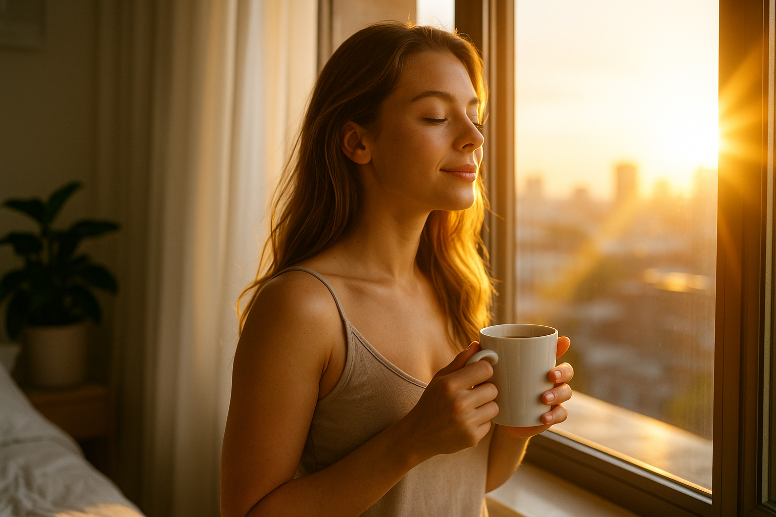 Lumière naturelle au réveil pour rester avec une belle peau